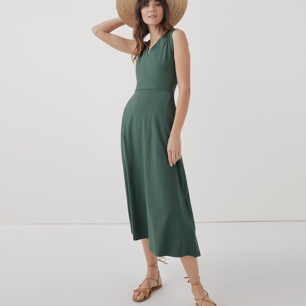 Pact Green Strapless A-line Dress for Cocktail